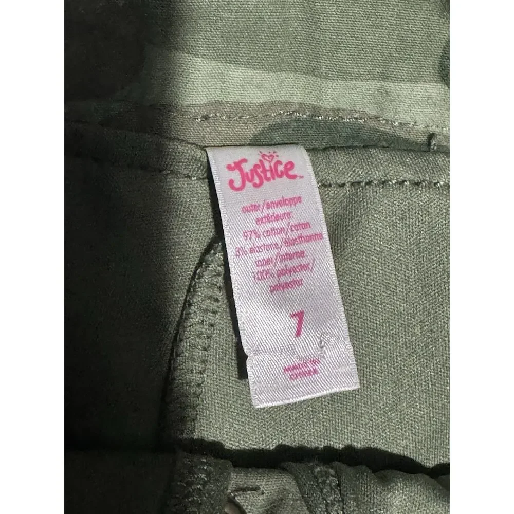 Justice Girls Camo Skort Skirt Size 7 Green